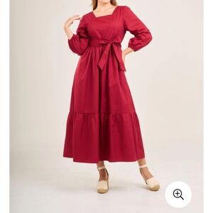 Elegant Red Maxi Dress With Nursing Zippers By Mome